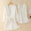 New Autumn Velvet Pajamas Two-piece Robe Set Feminine Lace See-through Robe Bathrobe Casual Velvet Home Clothes