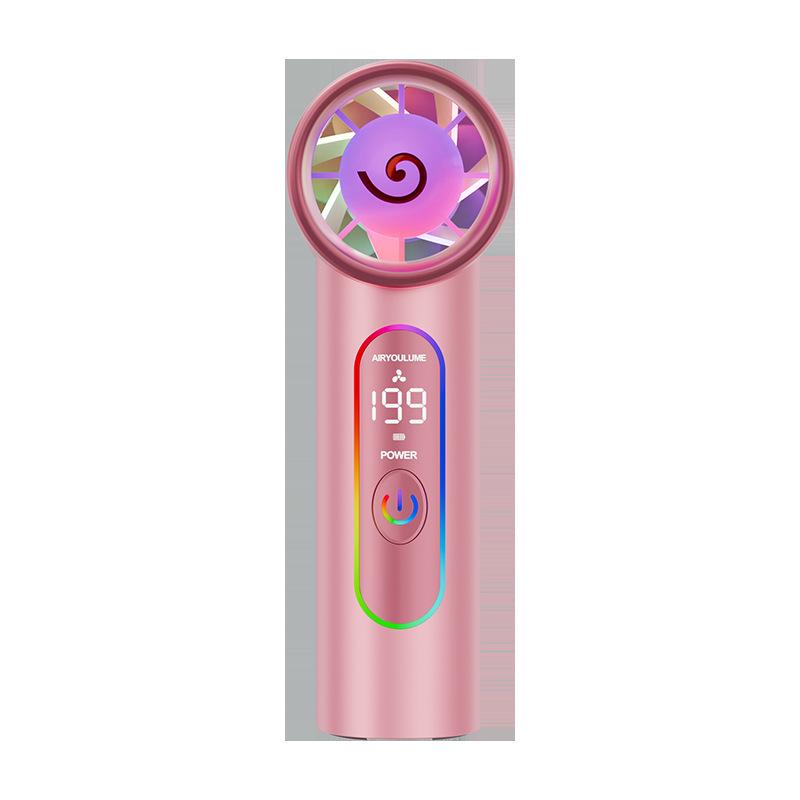 Portable Rechargeable Mini Fan with Colorful Lights - Strong Wind for Outdoor, Dorm, or Personal Use