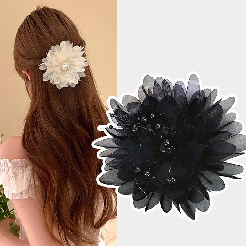 Able Peony Flower Starry Star Bead Hair Clip Women Ponytail Shark Hair Clip Temperament Girl Headwear Accessories
