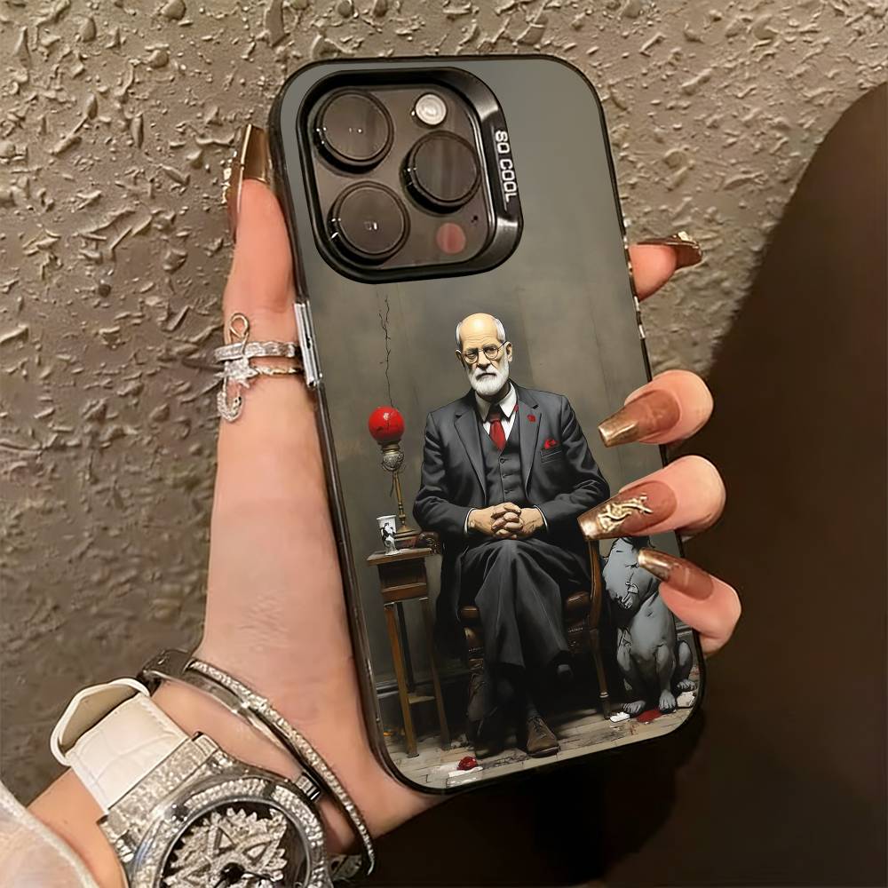Sigmund Freud Psychoanalysis Phone Case For iPhone 17,16,15,14,13,12,11 Plus,Pro Max,XS,Colorful Silver Phone Case Funda Cover