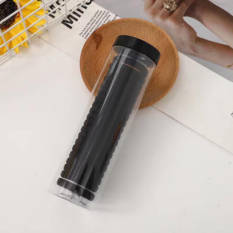 

High Elasticity Black Leather Hair Ties - Durable Rubber Bands for Girls