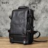 NZPJ Leather Men's Backpack First Layer Cowhide Leisure Business Travel Backpack Large Capacity Computer Bag Women's Schoolbag