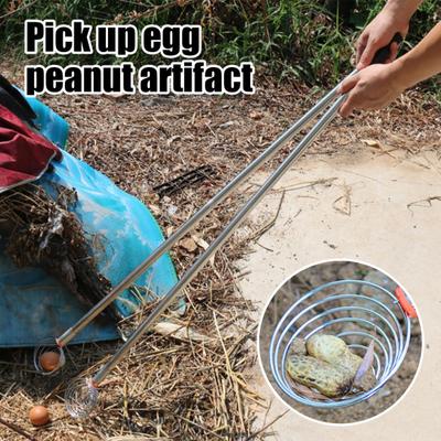 Roestvrijstalen Notenverzamelaar Pinda Plukker 107cm/42.13inch Flexibele Ei Grijper Multifunctioneel Landbouw Tuingereedschap voor Aardappel Plukken Schalen Verzamelen