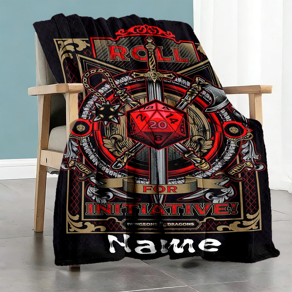 Dungeons Dragons Theme Customize Your Name Blanket Multi-purpose Customizable Blanket Comfortable Suitable for Office Couch Picnics Livingroom