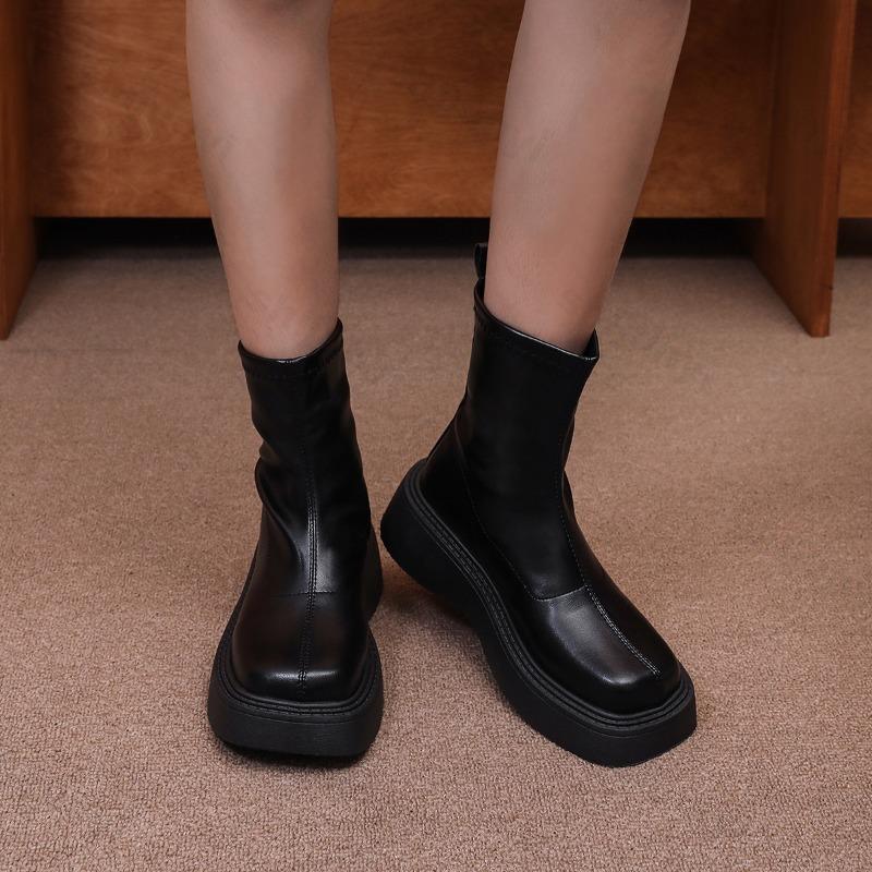 Women's Ankle Boots New 2026 Retro British Platform Short Boots Autumn High-quality Fashion Retro PU Leather Botas Para Mujer