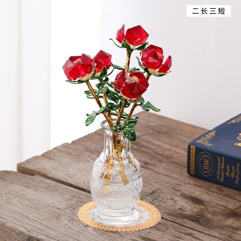 Mother's Day Crystal Crafts Rose Ornament Valentine's Day Girlfriend Wife Holiday Gifts Living Room Ornaments