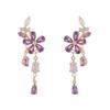 2025 Stylish Purple Flower Tassel Earrings with Zircon Studs - Luxury Design