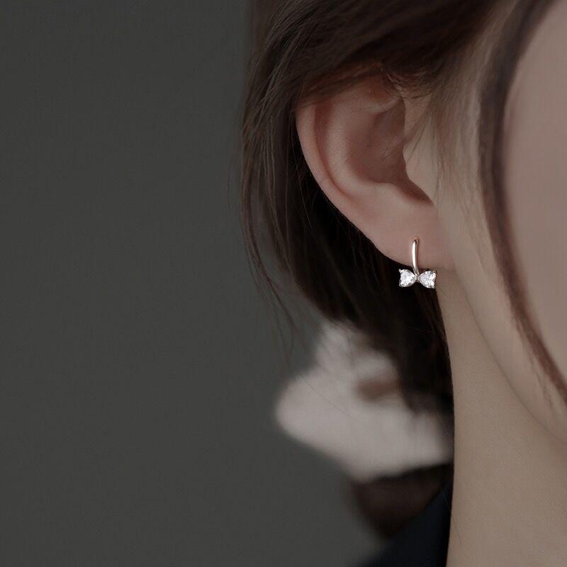 Bow Earrings Women's Diamond-encrusted Fashion Temperament Ear Buckles New Zircon Ear Jewelry