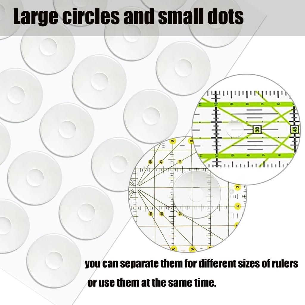 48Pieces Total-24Large&24Small Non-Slip Silicone Grips for Quilt Templates, Quilting Rulers, Adhesive Backing Rings Sewing Tool