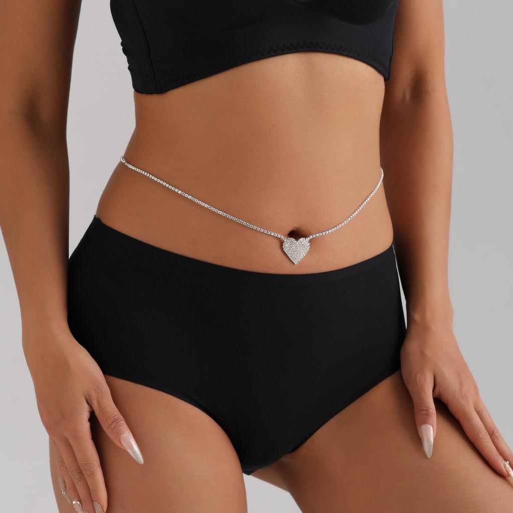 Full Diamond Love Claw Chain Waist Chain Sexy Fashion Wind Beach Rhinestone Simple Body Chain