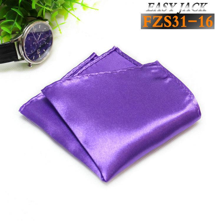 Solid Color Glossy Faux Silk Pocket Square with Printed Edging