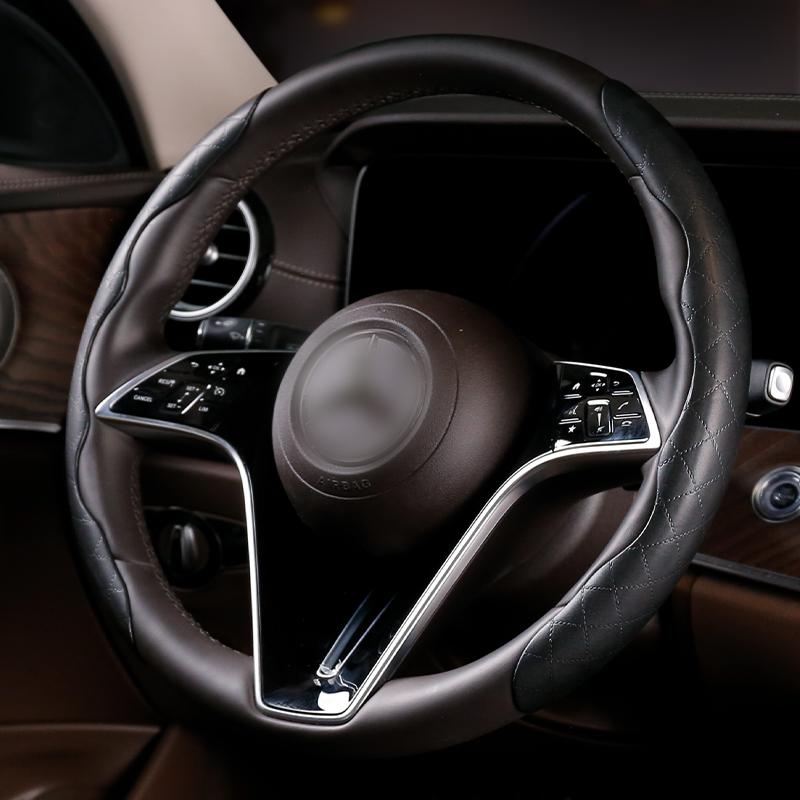 New Style Leather Steering Wheel Cove 38cm Universal Non-Slip Car Steering Wheel Booster 2 Halves Anti-skid