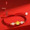 Gold Sand Peach Blossom Bead Bracelet – Handmade Red Rope for Couples, Perfect Qixi Gift