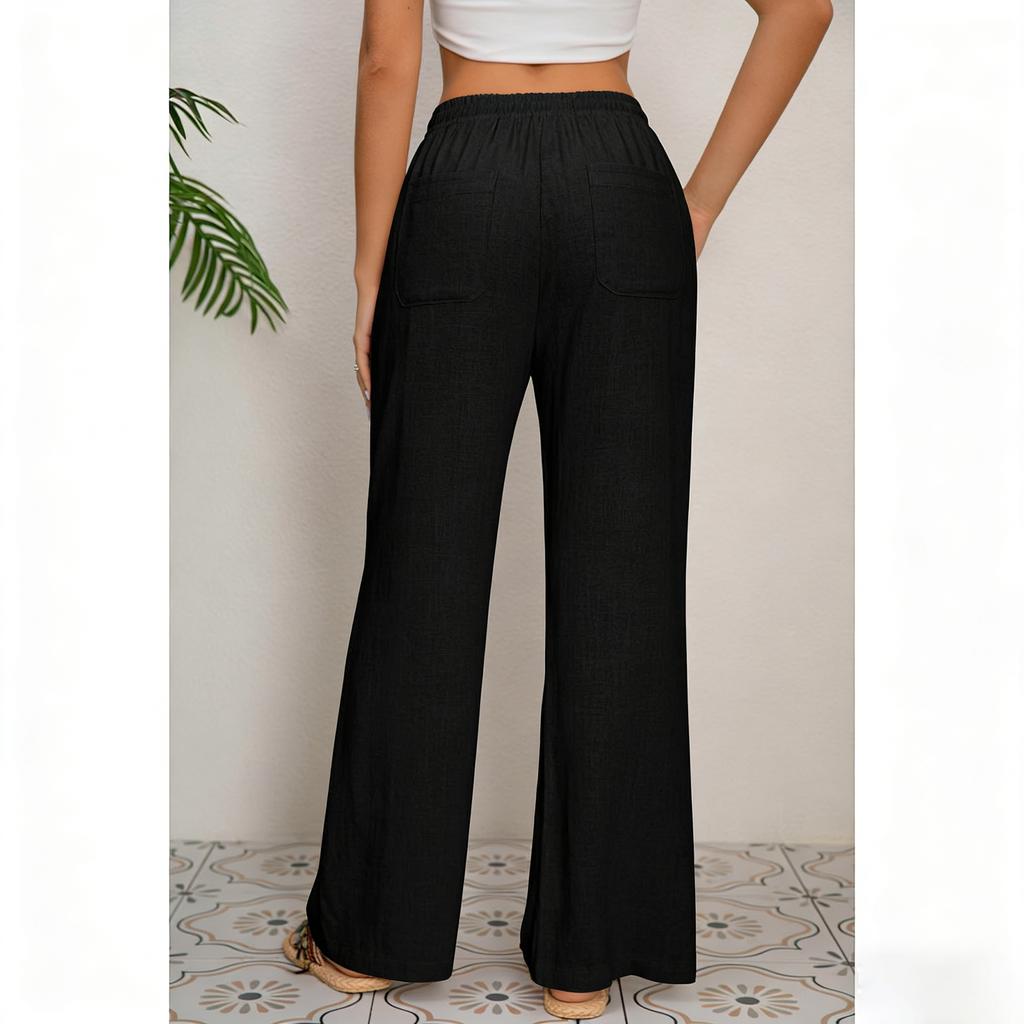 Women's Loose And Comfortable Casual Fashion Color Pocketed Pants