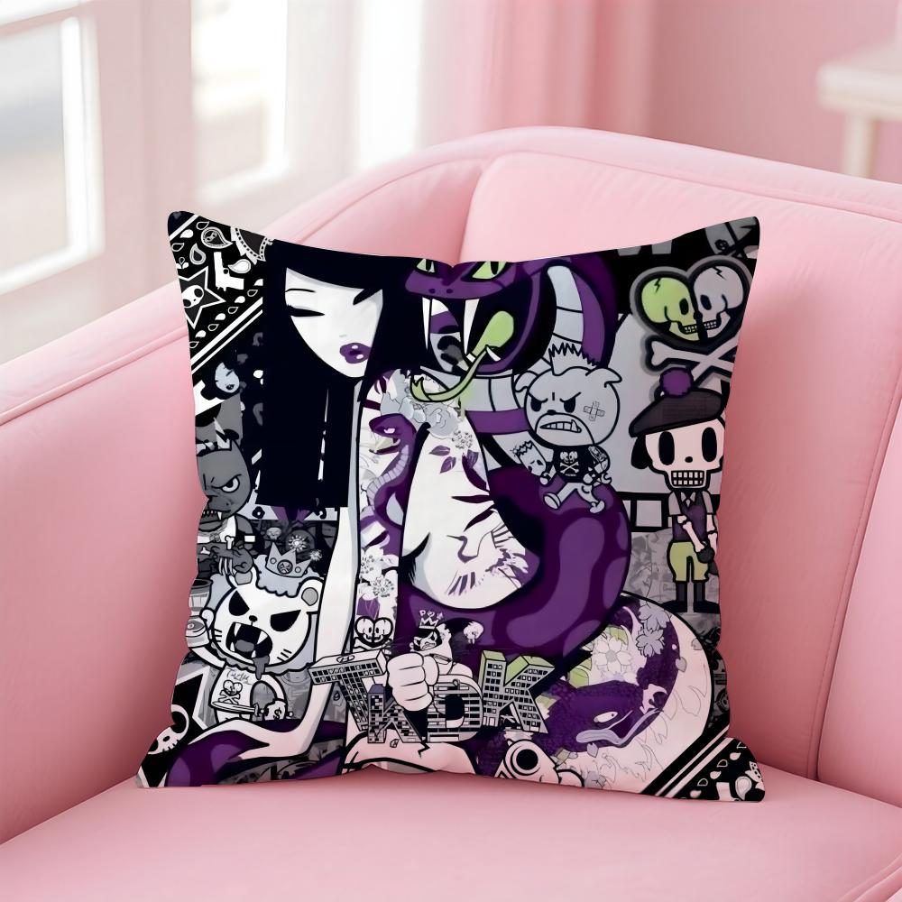 T-Tokidoki Cushion Cover Home & Car Multi-Scene Pillow Cover - Reversible, Soft & Durable for Daily Use