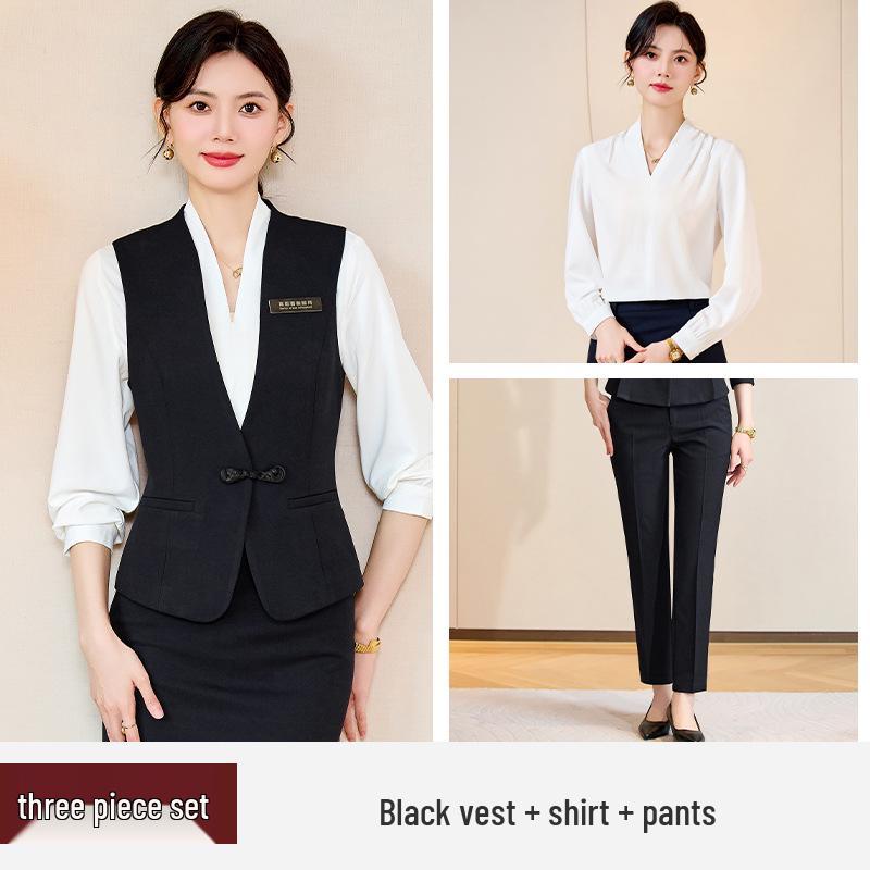 Women's Professional Waitress Vest Set - Hotel & Dental Reception Uniform