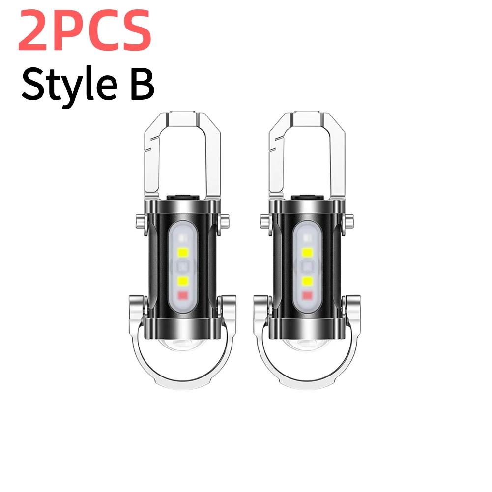 1-5PCS COB LED Keychain Flashlight Multifunctional Pocket Flashlight Ultralight Camping Flashlight for Outdoor Emergency