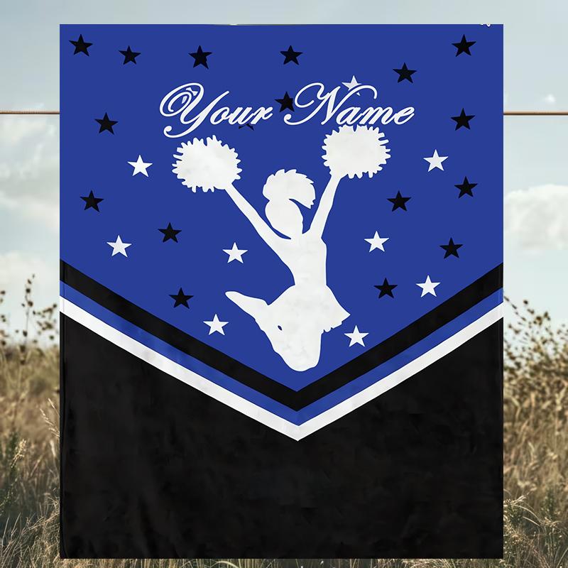 1PC Custom Name Cheerleader Banner Outdooor Flannel Blankets Patterns Throw Blanket All-Season Soft Gift for Couch, Bed, Camping Gifts