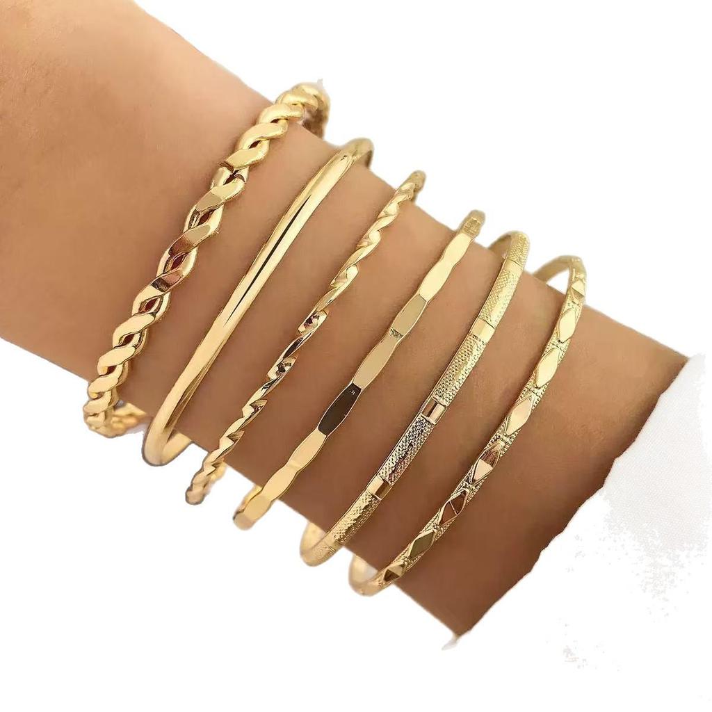 European & American Cross-Border Smooth Surface Hand Jewelry: 6-Piece Irregular Bracelet Set for Men & Women with a High-End Natural Feel