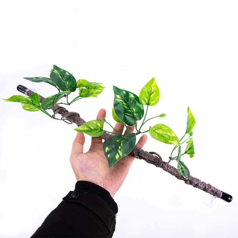 Artificial Branch for Reptiles Tanks Flexible and Safe Decoration Comfortable Environment Plant Vine with Suction Cup
