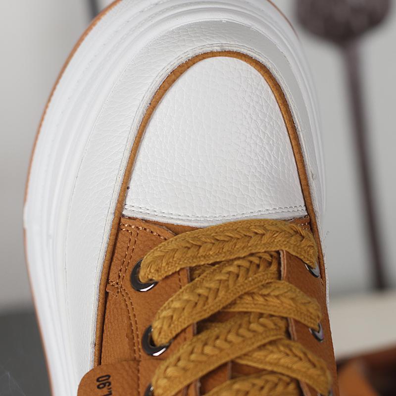 Fashion 12CM Genuine Leather Platform Wedge Fashion Women Spring Summer Autumn Chunky Sneakers Shoes Breathable Comfortable