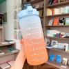 Bottiglia d'acqua portatile di grande capacità da 2 litri Segnatempo a prova di perdite Tazza smerigliata BPA per sport all'aria aperta Borraccia con cannuccia