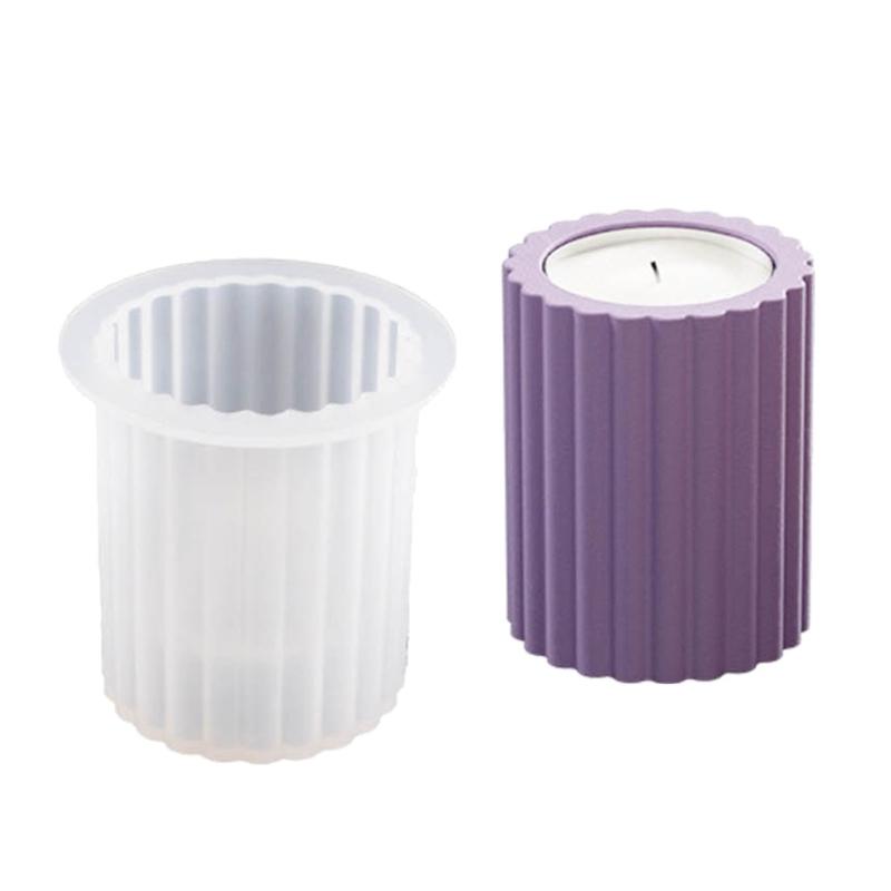 Moules de Bougeoirs Cylindriques Moules de Bougeoirs Cylindriques Rayés pour Bougies Chauffe-Plat pour Bougeoir DIY Bougeoir Cadeau de Noël