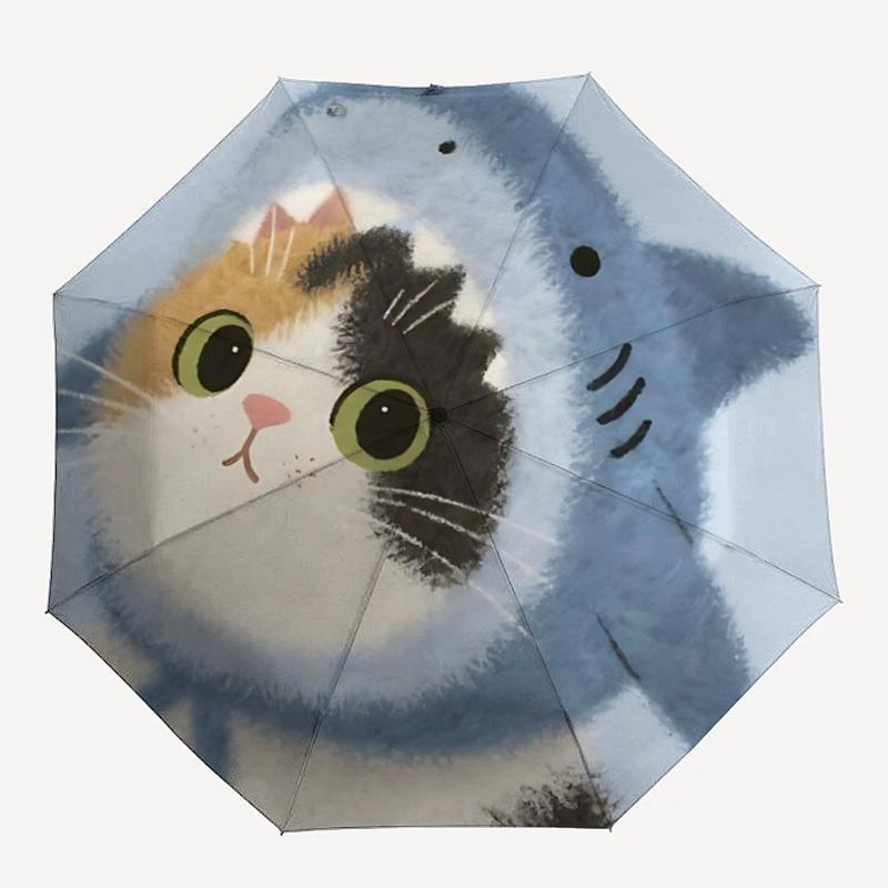 1 шт. Зонт-автомат с кошачьими усами, компактный складной зонт, всесезонный портативный зонт для женщин/мужчин F1124025