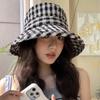 Ins Casual Love Plaid Big Eaves Sunscreen Bucket Hat Women's Fashion Versatile Face Small Thin Sun Hat