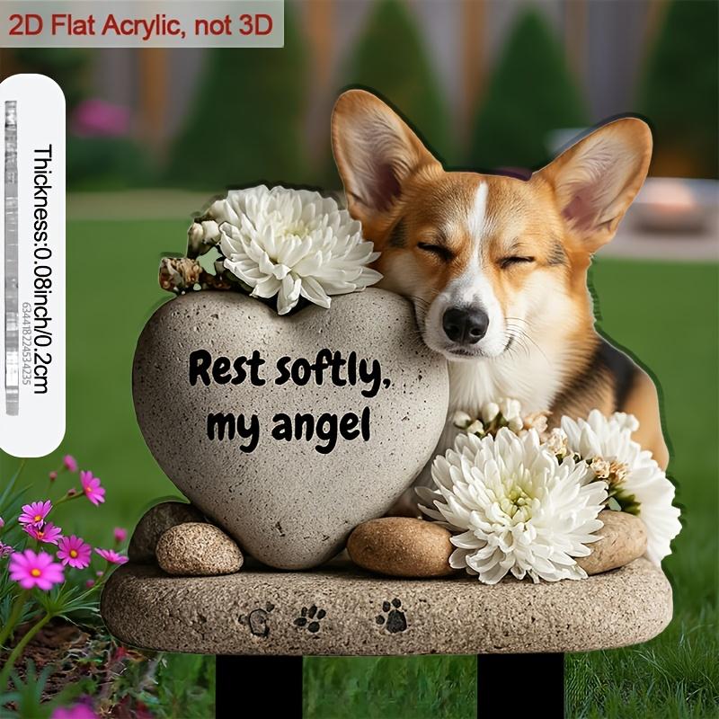 

Acrylic Dog Memorial Plaque with Heart Stone Decor, 2D Flat Design for Garden & Small Dog Area, with Planter Ornament, Ideal Outdoor Yard Decoration Corgi