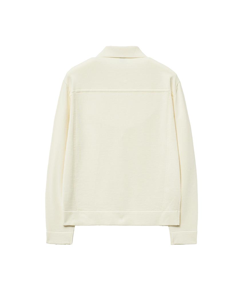 Iolo Ice Cotton Knit Trucker Jacket_Chalk White