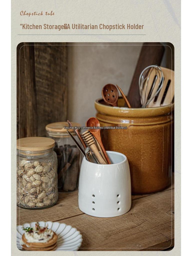 Ceramic Utensil Holder: Knife, Fork, Spoon, Chopsticks, Pen Organizer for Kitchen.