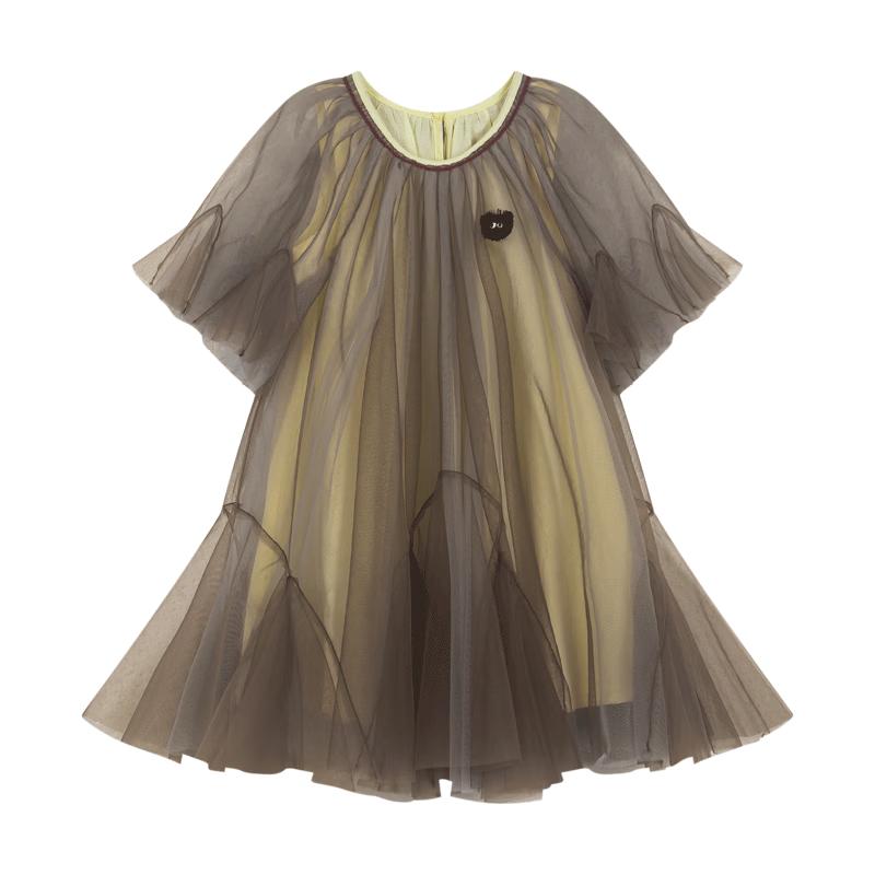 M.Latin Girls' Layered Mesh Short Sleeve Dress