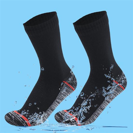 1 Pair Waterproof Socks Elastic Breathable Mid-Tube Soft Socks Foot Protection Windproof
