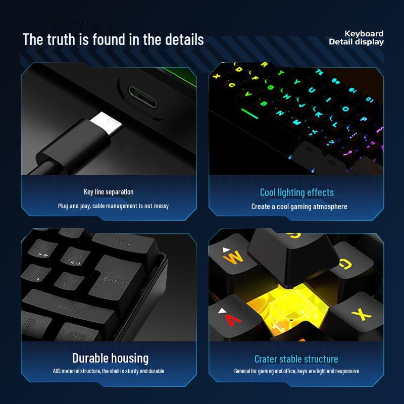 Teclado Gamer Portátil com Luz RGB de 61 Teclas - Sensação Mecânica para E-sports e Uso no Escritório