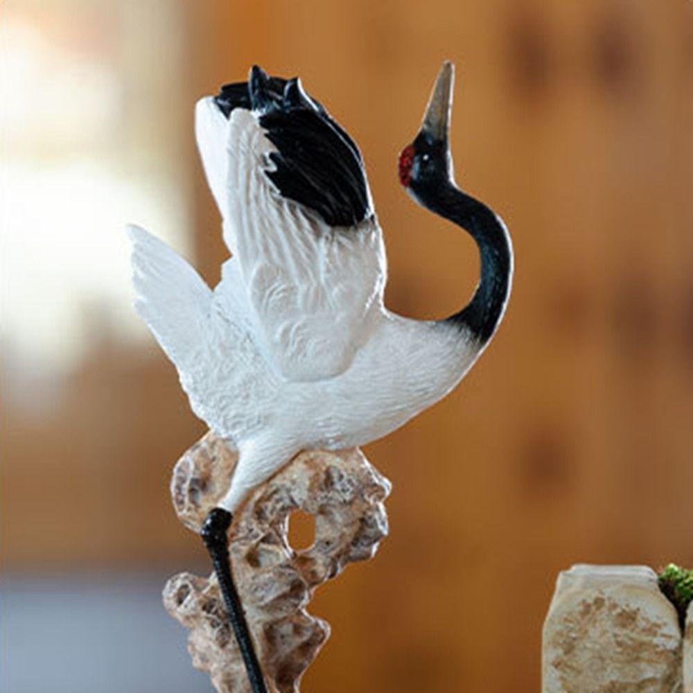 Cartoon Fairy Crane Figurine Mini Crane Resin Ornament Holiday Gift Crane Garden Statue  Bedroom