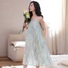 Lyocell cool suspender nightdress women with chest pad summer medium and long thin summer can wear Tencel loungewear