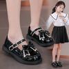 Girls' black single shoes, new spring and autumn princess shoes, leather shoes with soft soles for school performances, Korean-style children's shoes