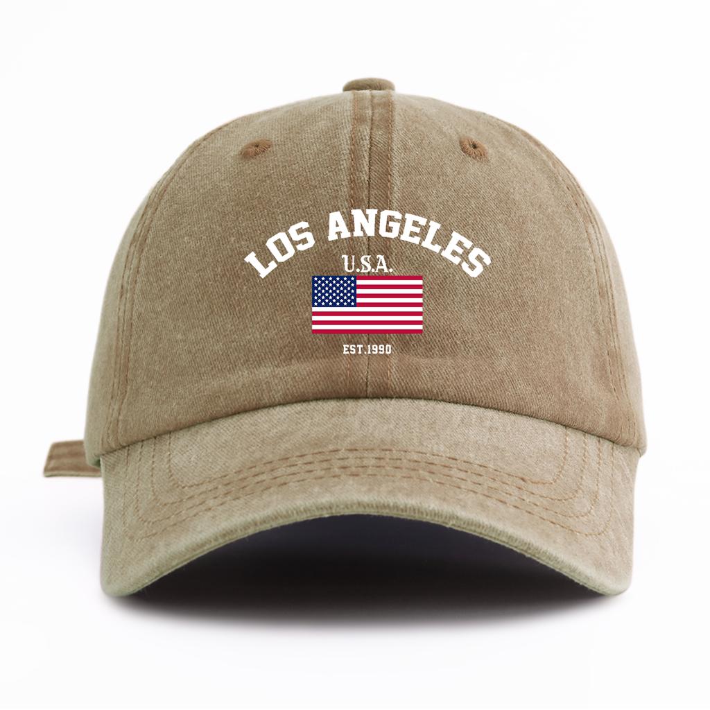 1pc LOS ANGELES Print Washed Baseball Cap for Adults,Minimalist Retro Style Casual Soft Adjustable Dad Hat,Perfect As Gift