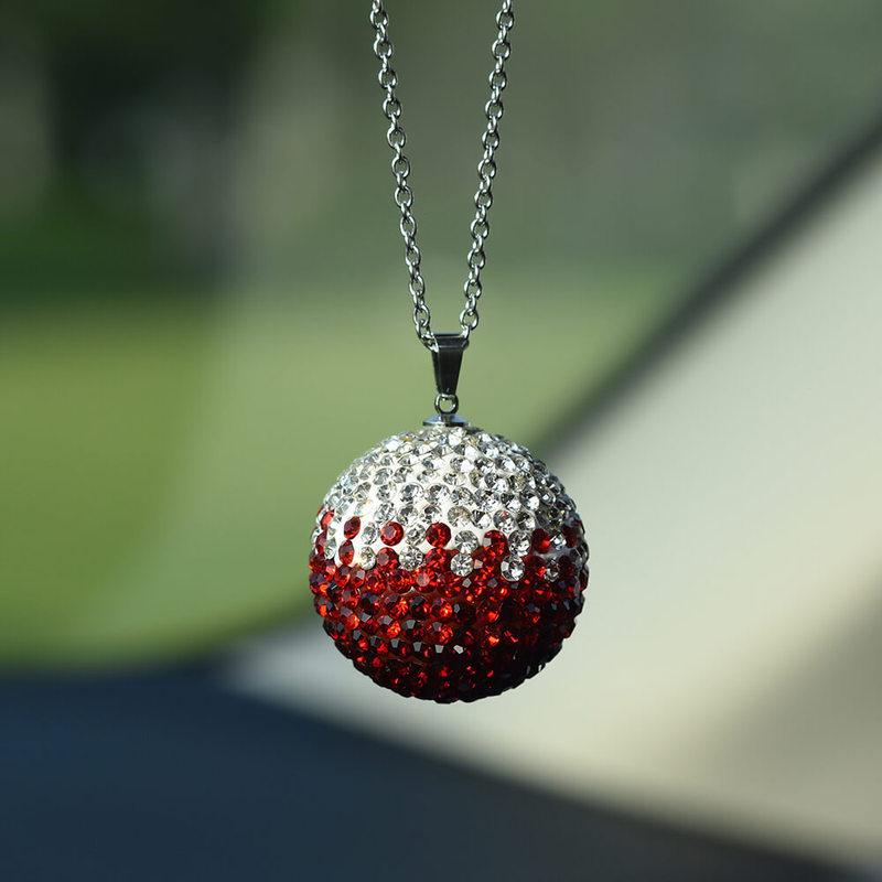 Bling Car Decor Crystal Ball Hanging Rear View Mirror Charm Rhinestone Ornament Accessories for Women
