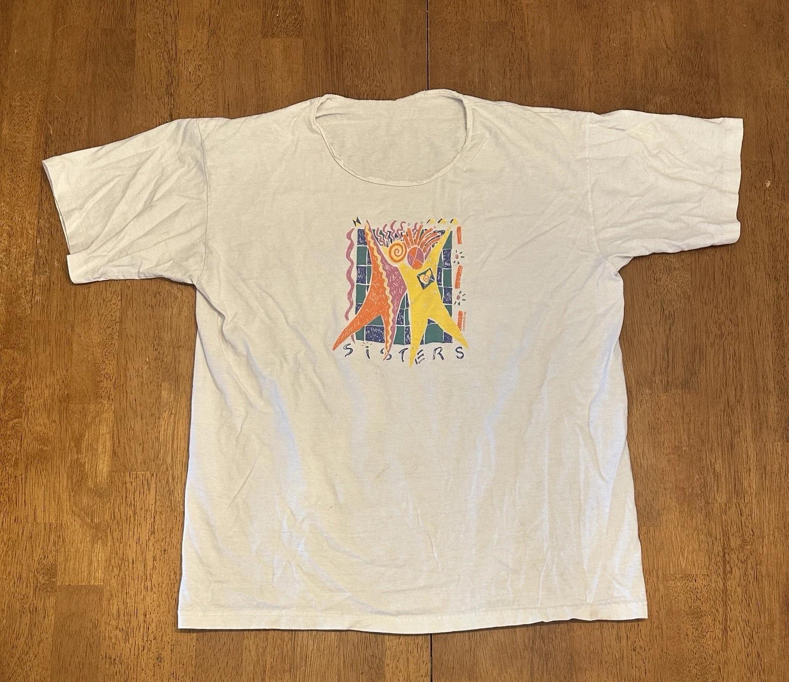 Vintage 90s Sisters Art Graphic T Shirt Medium Single Stitch S