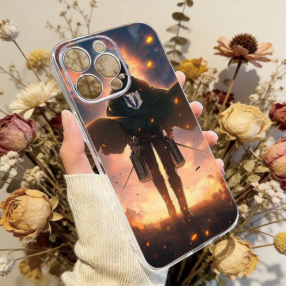 

Eren Yeager Levi Ackerman Phone Case For iPhone 17 16 15 14 13 12 11 Mini Pro Max Plus Transparent Cover iPhone15pro