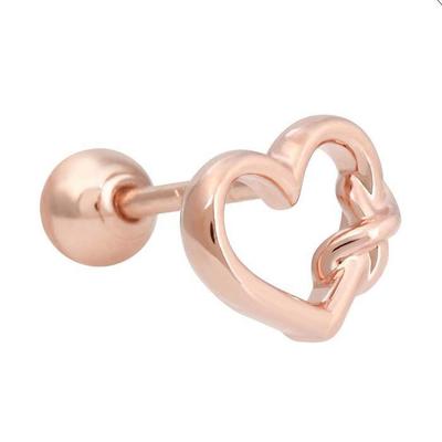 Heart Pretzel 14K Gold Needle Rose Gold Heart Piercing (S8687687)