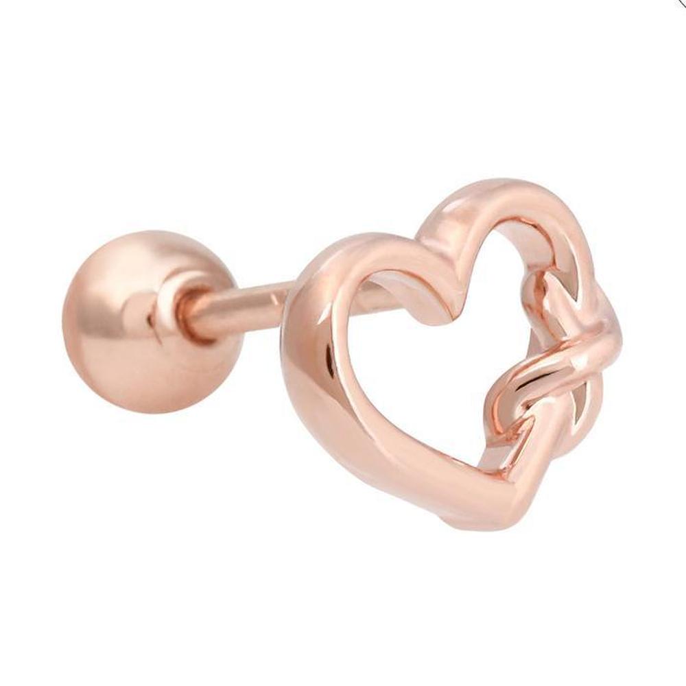 Heart Pretzel 14K Gold Needle Rose Gold Heart Piercing (S8687687)