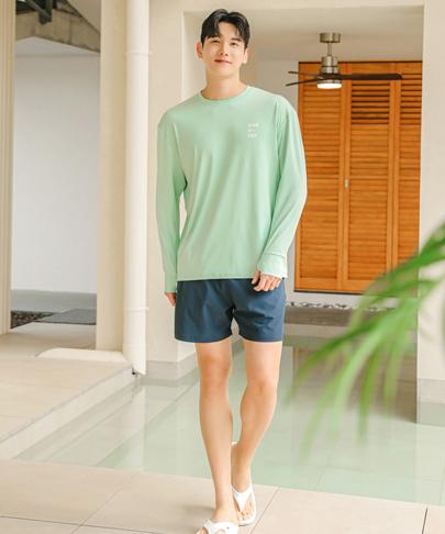 Tyubeuteuli Finger Hole Loose Fit Long Sleeve Rash Guard A704 Glory Green