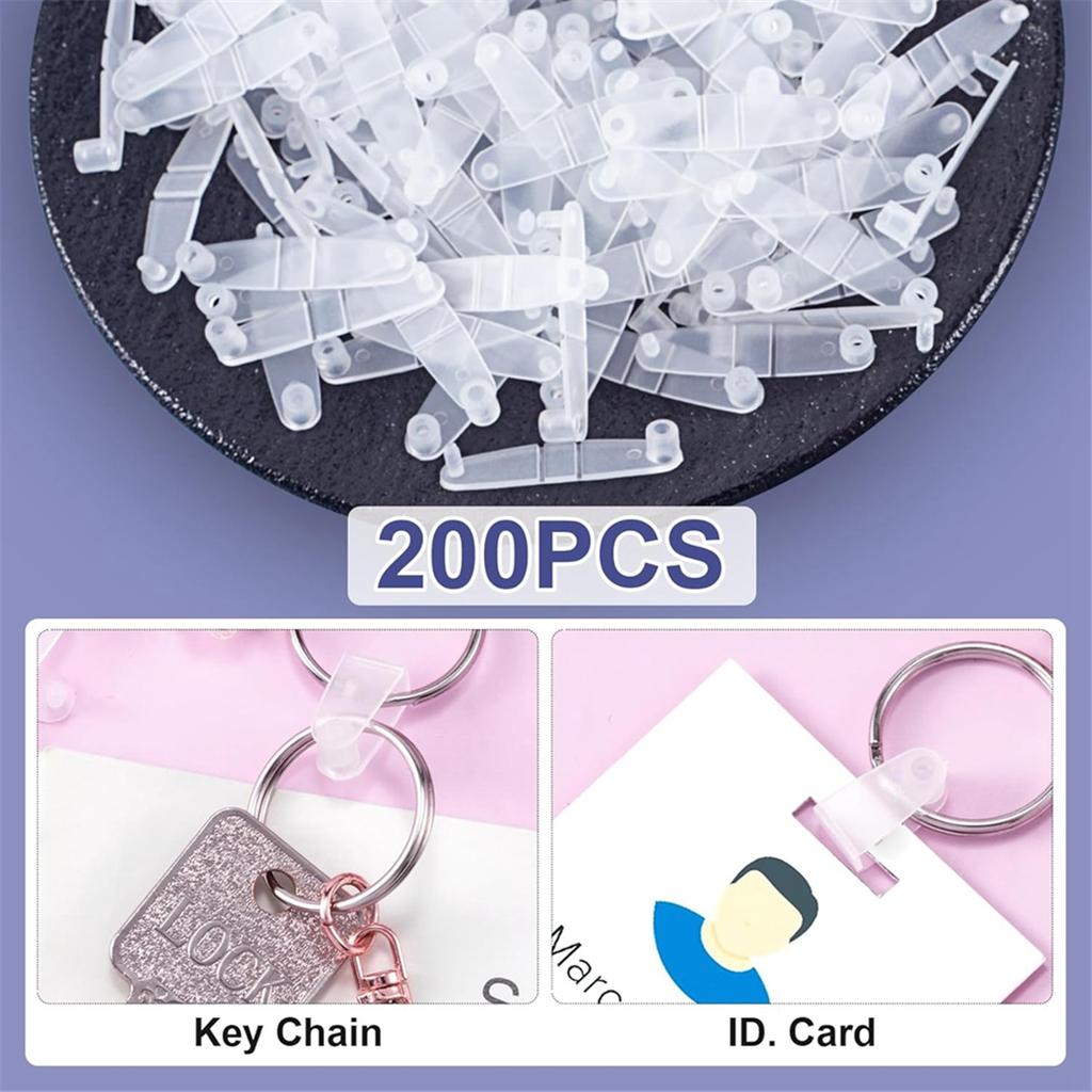 AA58 200 Pcs Plastic Keychain Clips, Acrylic Keychain Connector, Clear Keychain Clips for Crafts, Keychain Attachment