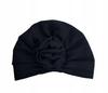 Classic Turban with Rose Mussa Black Cotton Muslin Comfort and Style