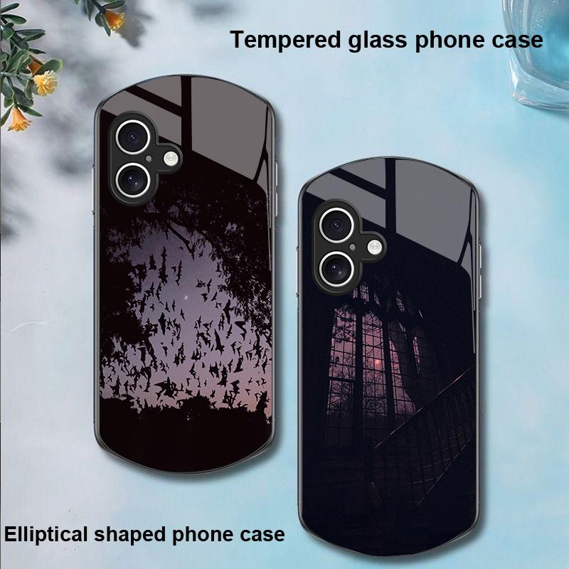 The Dark House For Apple IPhone 16 11 13 15 14 Pro Max 12 Mini 7 8 Plus XR X XS SE Elliptical Shaped Tempered Glass Phone Case