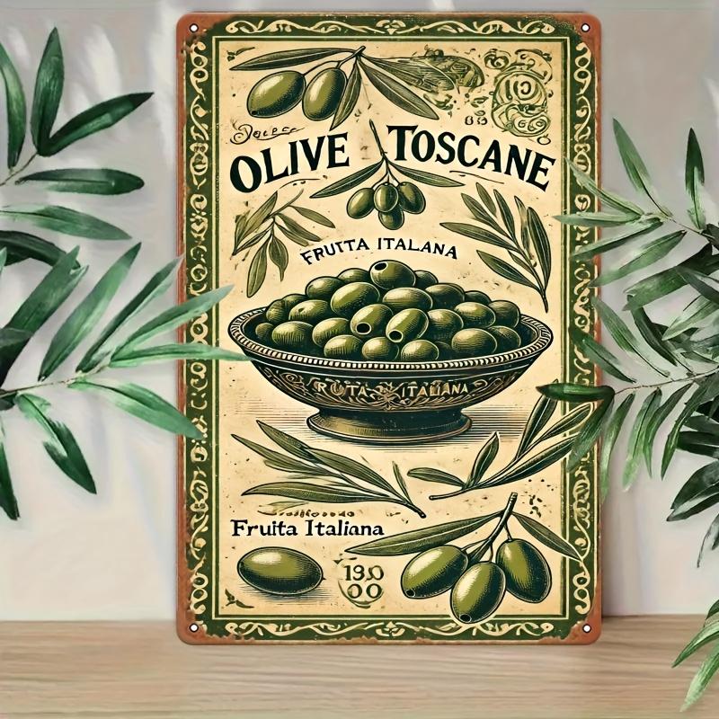 2D Platt, 2D Väggkonst - Målning i Toskansk Olivstil - Retro Metallplåtbild, Konstdekoration, Enkel Installation, 19.81x29.97cm, In