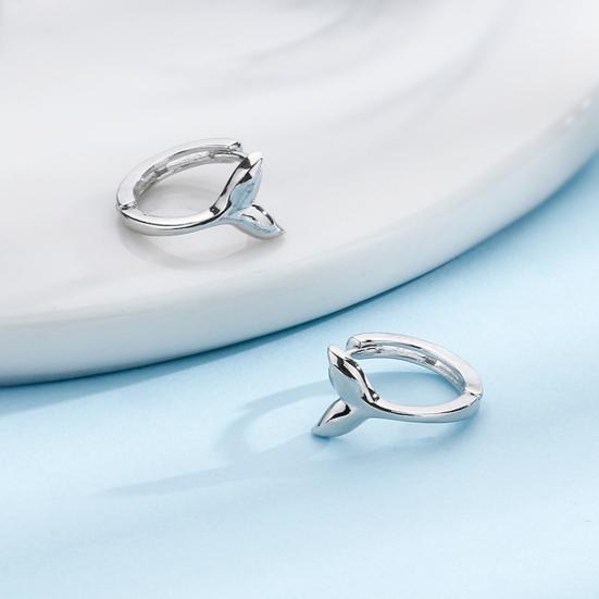 Yousheng 1Pc Hoop Earring Temperament Bright Luster Geometric Piercing Electroplating Decorative Gift Mermaid Tail Circle Earring Women Fashion